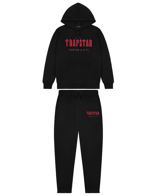 Trapstar Chenille Decoded Hoodie Tracksuit - Black/Red