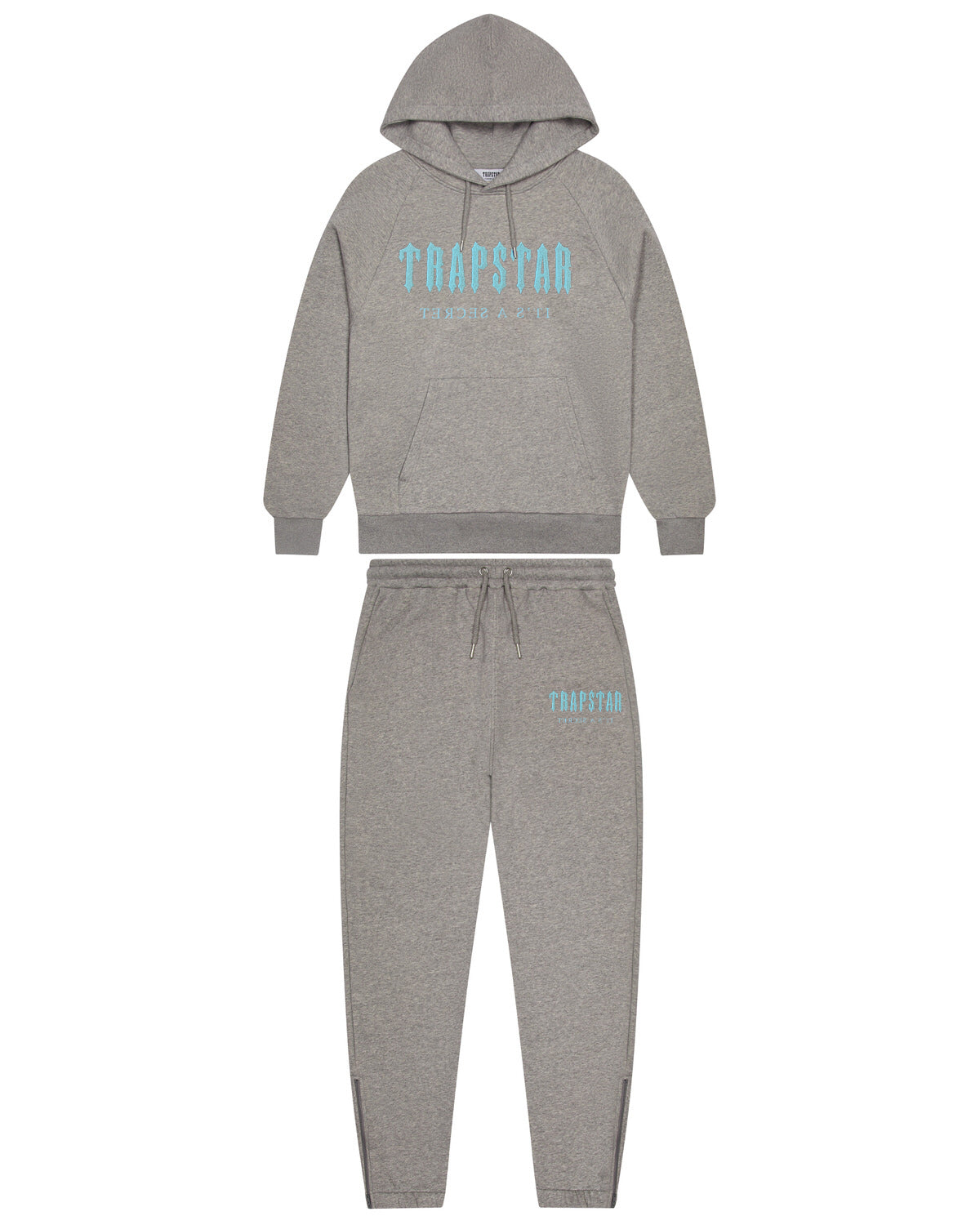 Trapstar Chenille Decoded Hoodie Tracksuit - Grey/Light Blue